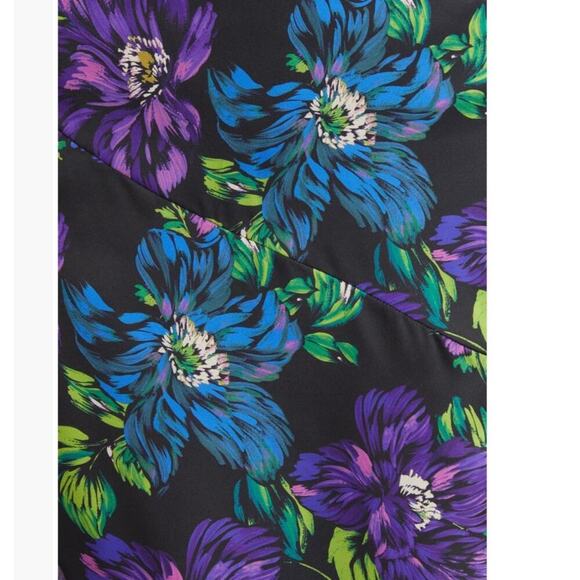 Adelyn Rae Erin lattice floral print lace up back maxi dress black blue small - Picture 5 of 12